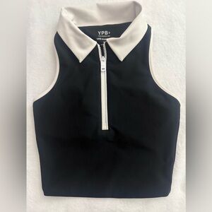 YPB Black and White Zip-Up Top